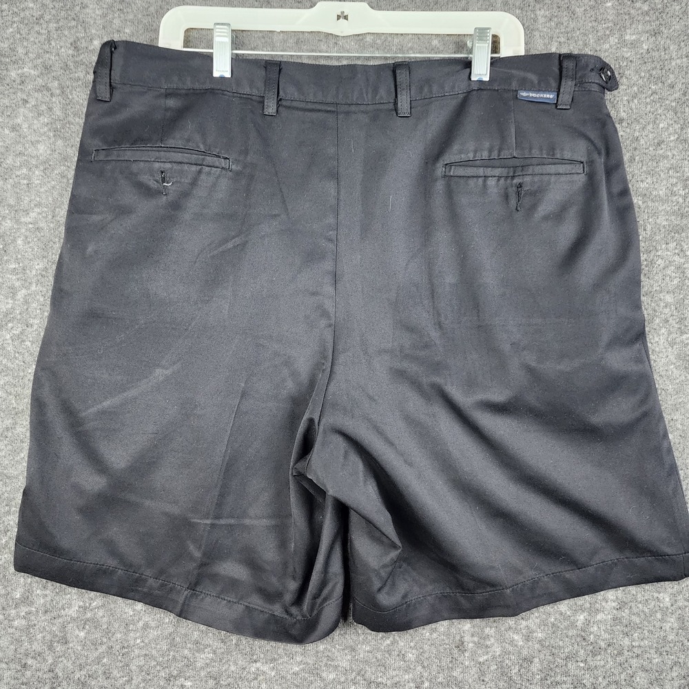 Dockers Pleated Shorts Mens 40 Black Microfiber Adjustable Waist Casual 8 Inseam